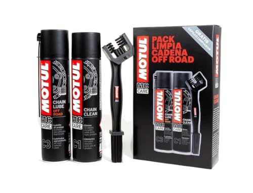 CHOLLO: Kit limpiador lubrifica cadena Motul Chain Clean C1 + Motul C3 Chain Lube Off Road + Cepill | Oferta Amazon