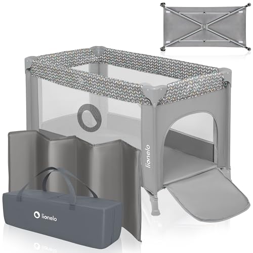 CHOLLO: Lionelo Stefi Cuna de Viaje para Bebé Apertura Lateral, Colchoneta 120x60 cm, Sistema LockGuard, Lados de Malla Transpirable, Bolsa de Transporte Incluida al mejor precio