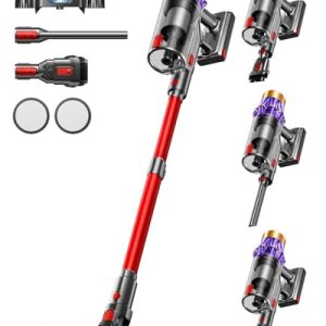 REBAJADO: AIBIRTH Aspiradora sin Cable 55Kpa/650W/70Mins, Escoba Aspiradora de 1.8L, Sistema de Filtración de 8 Etapas,Autoportante, Adecuada para Pelo de Mascotas, Luz Verde Alfombras y Suelos de Madera | Oferta Amazon