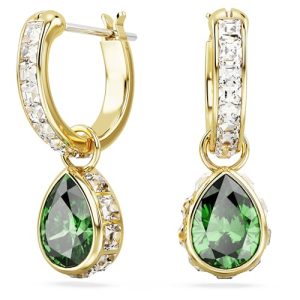 Swarovski Pendientes Stilla, Talla pera, Verdes, Baño tono oro en promoción