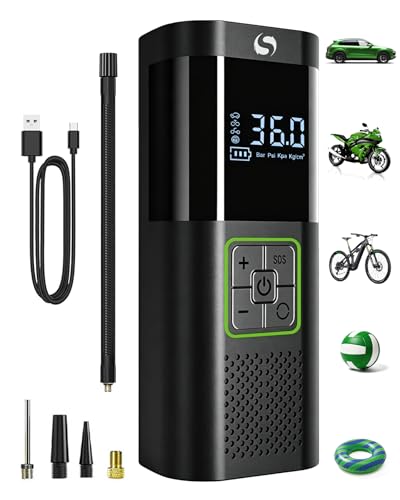 REBAJADO: SERVOMASTER Compresor Aire Portatil, 150PSI Compresor Aire Coche, Inflador Ruedas Coche con Manómetro, Inflador Electrico, con Luz LED para Coches Moto Bicicleta Bola al mejor precio