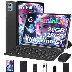 DESCUENTO: DEERTiME Tablet 10 Android Gemini AI, 20GB +128GB /TF 2TB, Octa-Core, 5G , Widevine L1, BT5.0, 8MP+5MP, Type-C, 6000mAh Batería, Tablet PC con Funda, Teclado y Ratón – Negro con oferta
