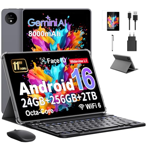 OPORTUNIDAD: Tableta 11 en Gemini AI, Tableta Android 16 en Funda, Teclado & Ratón, Octa-Core, 24 GB + 256 GB + 2 TB TF, 1920x1200 Pantalla HD, 90 Hz, Cámara Doble 8MP + 13MP, 8000 mAh con descuento
