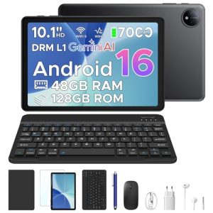 CHOLLO: P10 Tablet 10 Android, Tablets Android 16 con Gemini AI, 48GB +128GB , 7000mAh, Unisoc T310 Quad-Core, 90Hz, 8MP+5MP, , Altavoces Duales, Face ID, Tablet con Teclado, Lapiz, Negro con oferta