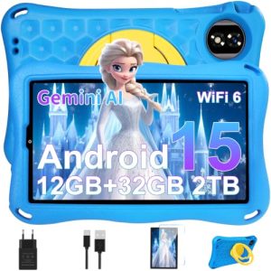 ¡GRAN PRECIO! Tablet Para Niños 9 Android 15 Gemini AI, 12GB +32GB ,Octa-Core, 5G , GMS Certified, BT 5.0, 8+5MP, 5000mAh,Widevine L1,BT5.0,Control Parental Tablet con EVA Funda-Azul en promoción