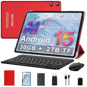 REBAJADO: Tablet 10 Android 15 con Gemini AI, 30 GB + Ampliable 2 TB , Octa-Core, Widevine L1, G, BT 5.0, Cámara 8 MP + 5 MP, Batería 6000 mAh, con Teclado, Ratón y Funda – Rojo Oscuro con descuento