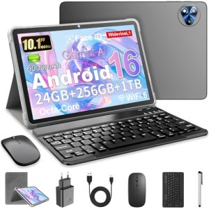TOP VENTAS: Android 16 Tablet 10 en Gemini AI, Tableta en Teclado, Ratón & Lápiz, Octa-Core, 24 GB + 256 GB + 1 TB TF, 1920×1200 Pantalla HD, Cámara 8MP + 13MP, 6000 mAh con descuento