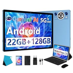 DESCUENTO: DEERTiME 2026 Tablet 10 Android Gemini AI, 22GB +128GB /TF 2TB, 8-Core 2.0 GHz, 8000mAh Batería, 5G WiFi, BT 5.0, Widevine L1, GMS, Widgets, Tablet con Funda, Teclado y Ratón – Azul | Oferta Amazon