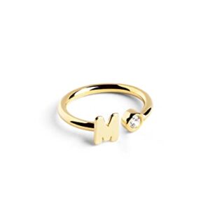 PROMOCIÓN: SINGULARU Anillo Mujer Ajustable Personalizado Letter Spark Plata Baño Oro