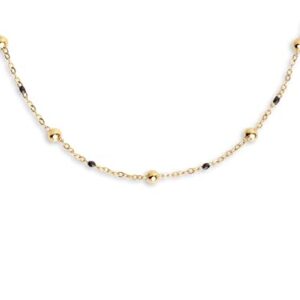 REBAJADO: SINGULARU – Collar Dots L Black Enamel. Acero con Acabado Baño de Oro de 18Kt. Cadena de Largo Ajustable 40 cm. Joyas para Mujer en promoción