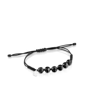 DESCUENTO: TOUS Pulsera de Cordón Negra de Onix con Motivo de Oso en Plata de Primera Ley para Mujer, 16.5cm de Largo, Colección Basics con descuento