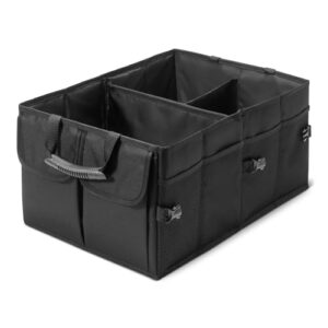 ¡GRAN PRECIO! Amazon Basics – Organizador de maletero para automóvil, almacenamiento de automóvil con múltiples compartimentos, plegable, 51L, color negro con descuento
