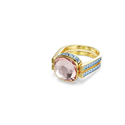 OPORTUNIDAD: Swarovski Anillo Cha, Versátil Cha Twist ReCreated Crystal verde en el Centro, Cristal Rosa al Girarse, Diseño ReCreated Crystals Azules, Bañado en Tono Oro con descuento