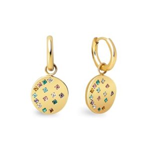 REBAJADO: SINGULARU – Pendientes Aro Bling. Colgante de Acero Inoxidable con Baño en Oro de 18Kt. Cierre Congo/Click. Joyas para Mujer al mejor precio