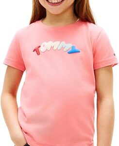 OFERTA: Tommy Hilfiger Camiseta de Manga Corta Chicas Puff Print de algodón, Rosa , 5 Años al mejor precio