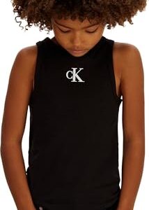 Calvin Klein Camiseta de Tirantes Chicas Logo con Escote Redondo, Gris , 6 Años | Oferta Amazon