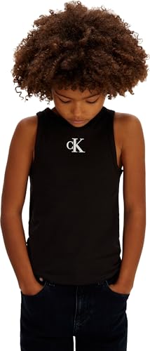 Calvin Klein Camiseta de Tirantes Chicas Logo con Escote Redondo, Gris , 6 Años | Oferta Amazon