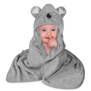 ¡GRAN PRECIO! Aolso Toalla de Baño con Capucha para Bebé, 80×80 cm Toalla de baño para bebé, Albornoz para bebé, Capa de baño Suave y Absorbente, Toalla de Baño Bebe para 0-3 años-Koala Gris con descuento