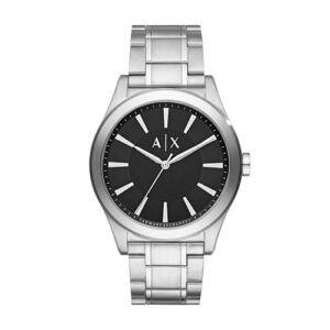 DESCUENTO: Armani Exchange Relojes para hombre, Movimiento fecha trifunción de cuarzo y caja de 44 mm con correa de acero, Tono plateado y grafito con oferta