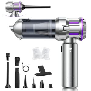 REBAJADO: Aspirador de Mano, 25000Pa Aspiradora sin Cable Coche con Descarga de Polvo Automática con un Toque, 4 en 1 Aspirador Coche, Motor sin Escobillas, 3 Niveles, Ideal para Pelo de Mascotas, Coche, Hogar con descuento