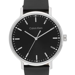 CHOLLO: Calvin Klein Reloj Analógico de Cuarzo para Hombre Colección Modern Mesh con Correa de Cuero Negra – 25200050 en promoción