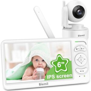 Blemil Camara Vigilancia Bebe, 6» IPS Vigilabebes con Camara 4000 mAh, Sin WiFi, Eco, Visión Nocturna, Audio Bidireccional, Detección de Llanto, Alcance de 300m (en Condiciones Ideales con oferta