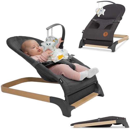 OPORTUNIDAD: LIONELO June hamaca de bebé, movimiento natural del balanceo, desde los primeros días de vida hasta los 9 kg, ligera, estable, antideslizante, cinturones de seguridad, hamaca plegable para bebes en promoción