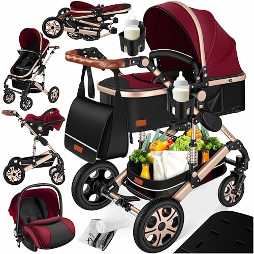 TOP VENTAS: KESSER® Loops 3 in 1 Stroller combo juego completo de sillas de paseo incl. Asiento deportivo para bañera y silla de paseo, neumáticos de caucho macizo, bolso cambiador | Oferta Amazon