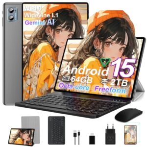 REBAJADO: SUAAT Tableta de 10 ,Tableta Android 15 Octa Core,64 GB de + 2 TB TF | 5G + WiFi 2,4 GHz | 5.0 | 8 MP + 5 MP | Tipo C, Tableta táctil con Funda Protectora, Teclado y ratón, Gris al mejor precio