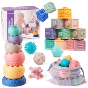 DESCUENTO: 365 TIENDA Juguete Montessori 1 Año – Set de 22 Piezas Sensoriales de Silicona Suave para Apilar y Encajar – Educativo y Seguro – Regalo Ideal para Bebés Montessori 6 a 12 Meses al mejor precio