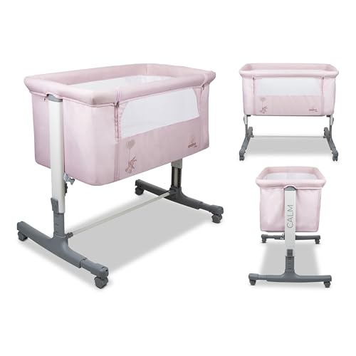 OPORTUNIDAD: Asalvo Cuna Colecho Calm 2 en 1 Fijación a la Cama. Minicuna con Laterales Ventilados. Cuna Colecho Bebe Altura Ajustable. para Bebe con Función Balancín. Fácil de Instalar. Color Rosa