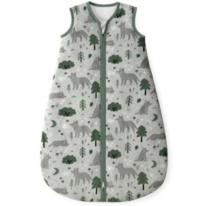 Yoofoss Saco de Dormir para Bébé 1.5 TOG Algodón Todo el año Primavera Otoño Dormir para Unisex Niñas Niños 0-6 Meses Saco de Dormir 67 cm- Zorro