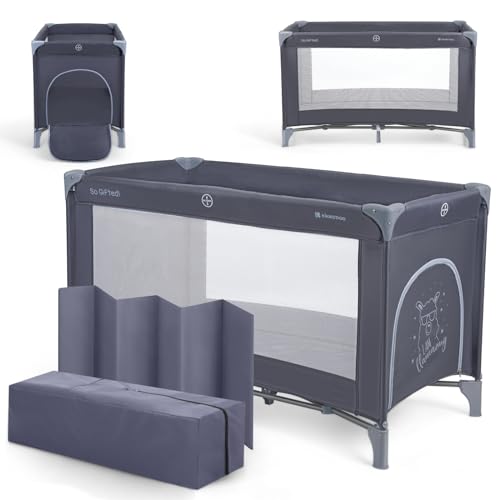 REBAJADO: KikkaBoo Cuna de Viaje SO Gifted, Cuna Bebe 120x60 cm hasta 15 kg, Parque Plegable con Bolsa de Transporte, Ligera y Compacta, Azul Marino | Oferta Amazon