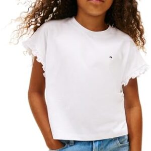 DESCUENTO: Tommy Hilfiger Camiseta de Manga Corta Chicas Essential Top Relaxed Fit, Blanco , 3 Años