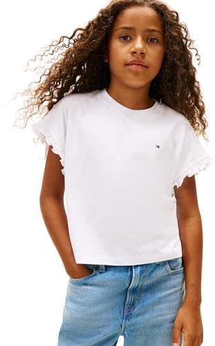 DESCUENTO: Tommy Hilfiger Camiseta de Manga Corta Chicas Essential Top Relaxed Fit, Blanco , 3 Años