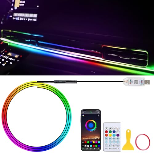 REBAJADO: AMFUN 110CM LED Coche, Lluminación Led para Interior de Coche con USB, Car Ambient Lights 210 modos intermitentes, 16 Millones de Colores de DIY con Modo de Escena y Música con oferta