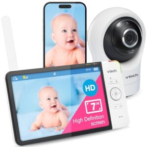 REBAJADO: VTech RM7764HD Vigilabebés con Acceso Remoto WiFi 1080p, panorámica e inclinación de 360°, Pantalla HD 720p de 7″, visión Nocturna HD, Sonidos relajantes, conversación bidireccional en promoción