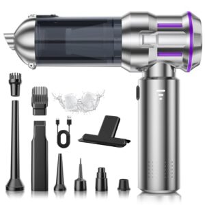 REBAJADO: Aspirador de Mano, 25000Pa Aspiradora sin Cable Coche, Descarga de Polvo Automática con un Toque & 4 en 1 aspirador coche con Motor sin Escobillas, 3 Niveles, Ideal para Pelo de Mascotas, Coche, Hogar