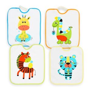 OPORTUNIDAD: Ti TIN Pack 4 Baberos con Goma para Guardería – Baberos Bebé Impermeables de algodón – A partir de 1 año – Fácil Lavado al mejor precio
