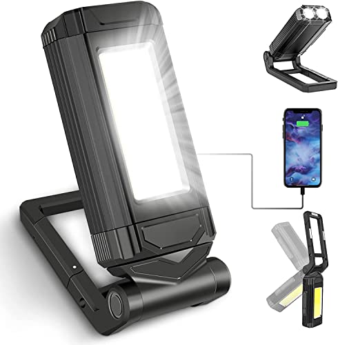 TOP VENTAS: SPORWAY Linterna de Trabajo Led Recargable, Luz Portatil Taller Lampara de Trabajor Banco Energía Linterna Mecanico USB con Base Magnético y Gancho para Hogar, Taller, Automóviles, Camping, Emergencia | Oferta Amazon