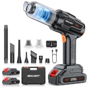 SEALIGHT Aspirador de Mano 50000Pa, Aspiradora de Coche con 60 min de Duración, 2 Pilas Recargables, Motor sin Escobillas para Pelo de Mascotas, Coche, Hogar con descuento