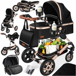 OPORTUNIDAD: KESSER® Loops 3 in 1 Stroller combo juego completo de sillas de paseo incl. Asiento deportivo para bañera y silla de paseo, neumáticos de caucho macizo, bolso cambiador en promoción