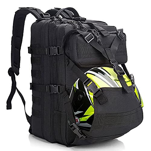 OPORTUNIDAD: YOUNGOA Mochila Moto Hombre, Mochila Militar Tactica, Negra Impermeable Bolsa Casco Moto, Portátil Mochila Trekking para Supervivencia, Acampada Negro con descuento