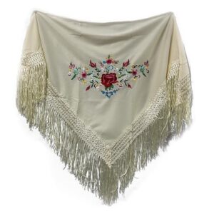 TOP VENTAS: MUNDDY – Manton Bordado en Flores Para niña. Mantones Flamenco Sevillana.Mantón para fiesta de Color Rojo Negro Rosa Blanco Amarillo Azul. Envio desde madrid con seguimiento. … en promoción