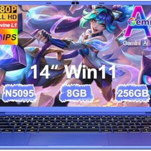 REBAJADO: Ordenador Portátil 14 Celeron N5095 Upto 2,9 GHz Portatiles 8GB 256GB SSD TF 1TB Win11 LPDDR4 1920*1080 FHD 5G WiFi USB 3.0 Laptop Película Protectora Español – Morado Cuerpo Metálico-1 al mejor precio