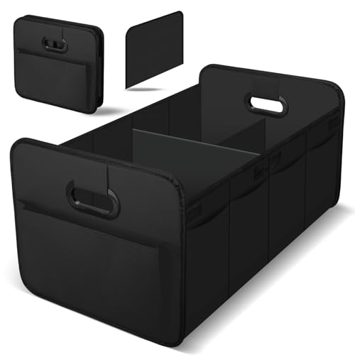 ¡GRAN PRECIO! HIAHXC Organizador de Maletero Coche,Bolsa Plegable Reforzada y Estable con Bolsillo de Red,Caja Antideslizante, Impermeable y Versátil para Almacenaje Interior – Negro con oferta