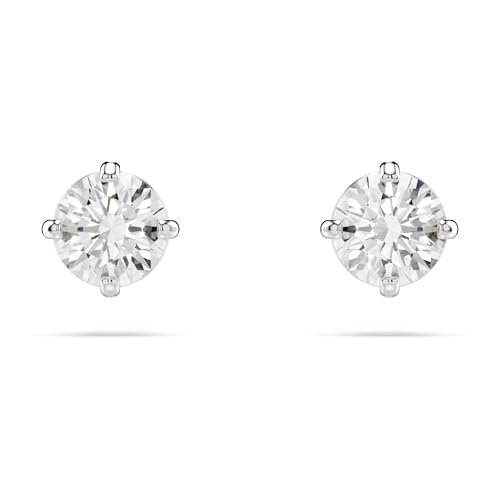 OPORTUNIDAD: Swarovski Pendientes de botón Attract, Talla redonda, Blancos, Baño de rodio con oferta