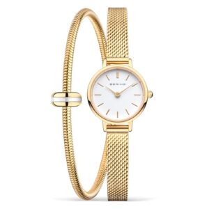 CHOLLO: Bering Women’s Quartz Watch | 22mm Case | Wristwatch with Gold Case | White Dial | Gold Milanese Strap | 3 ATM | 11022-334-Lovely-1-GWP190 en promoción