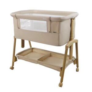 DESCUENTO: Minicuna Colecho 2 en 1 con 7 Alturas, Colchón y Ruedas, Asalvo Smart Beige | Recién nacido hasta 6 meses o 9 kg, lateral abatible, fijación a la cama, bandeja portaobjetos, plegable, EN 1130 con descuento