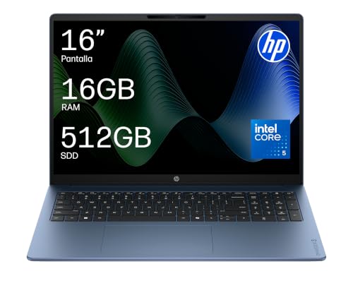 PROMOCIÓN: HP OmniBook 3 Ordenador Portátil 16" Core 5, 16GB, 512SSD, Windows 11 | Intel Core 5 120U, 16-bu0102ns, notebook, Azul, Español, Sin cargador incluido con descuento